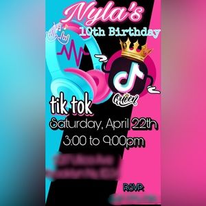 TikTok Birthday Party Invitation